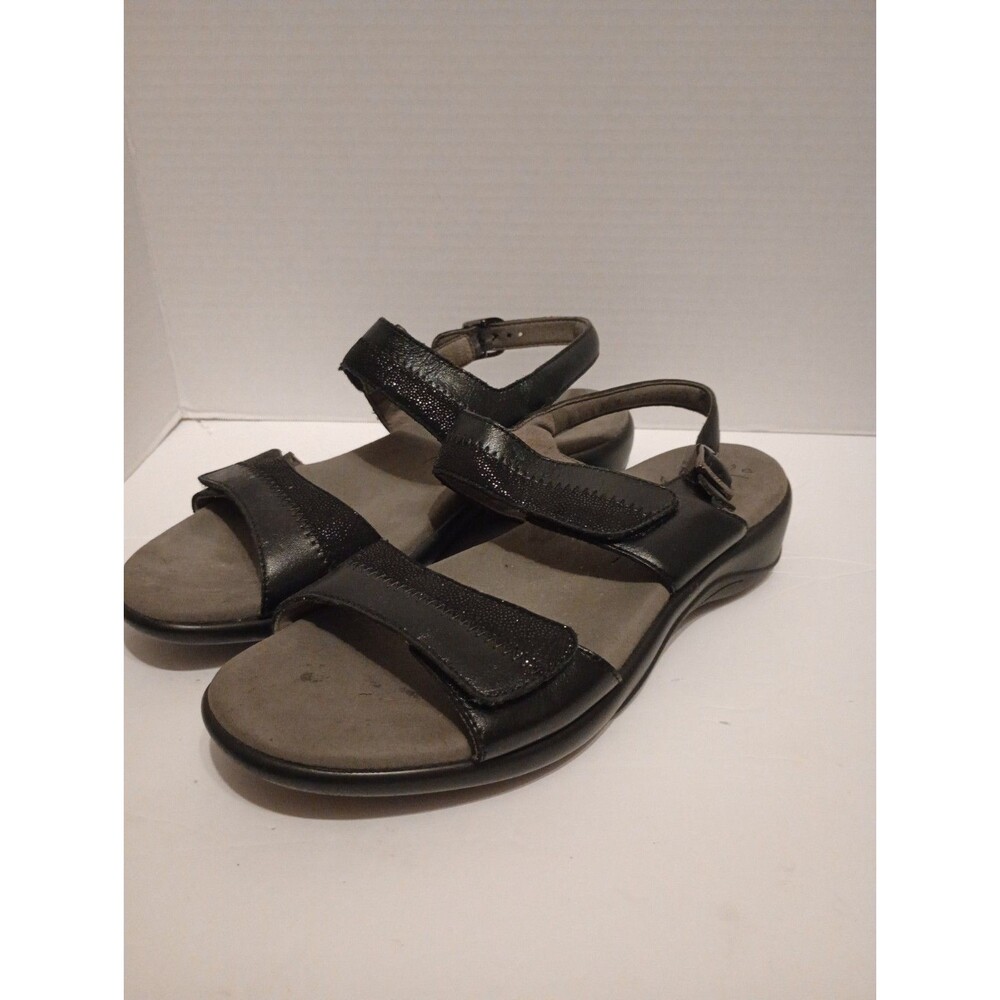 SAS Nudu Dawn Slingback Adjustable Strappy Black Sandals Buckle Size 8.5 M